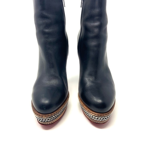 Christian Louboutin Black Smooth Leather Ankle Booties size 9 - Picture 7 of 15